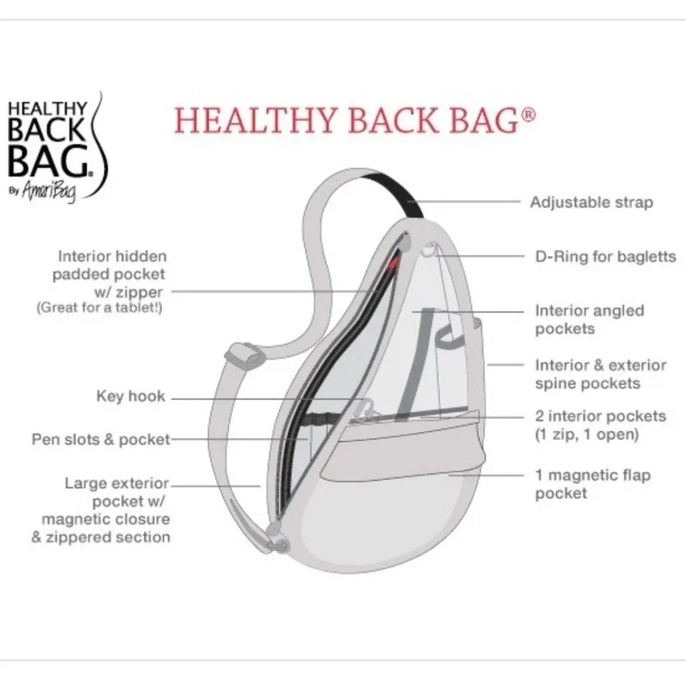 AMERIBAG 17" DISTRESSED NYLON HEALTHY BACK BAG TOTER (SMALL) CROSSBODY SLINGBAG - Picture 13 of 15